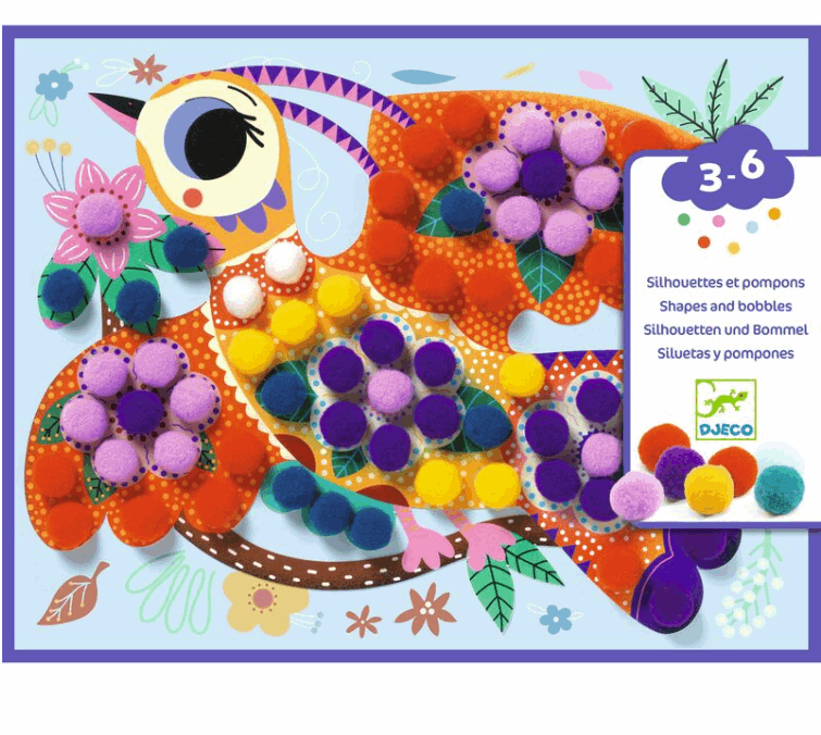 Djeco Shapes and Bobbles Pompom Assortment Collage