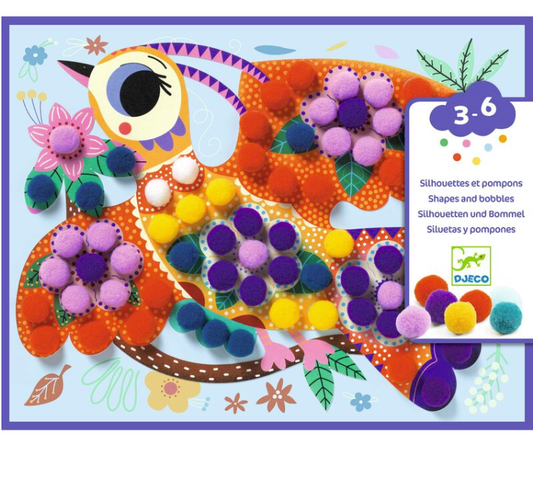 Djeco Shapes and Bobbles Pompom Assortment Collage