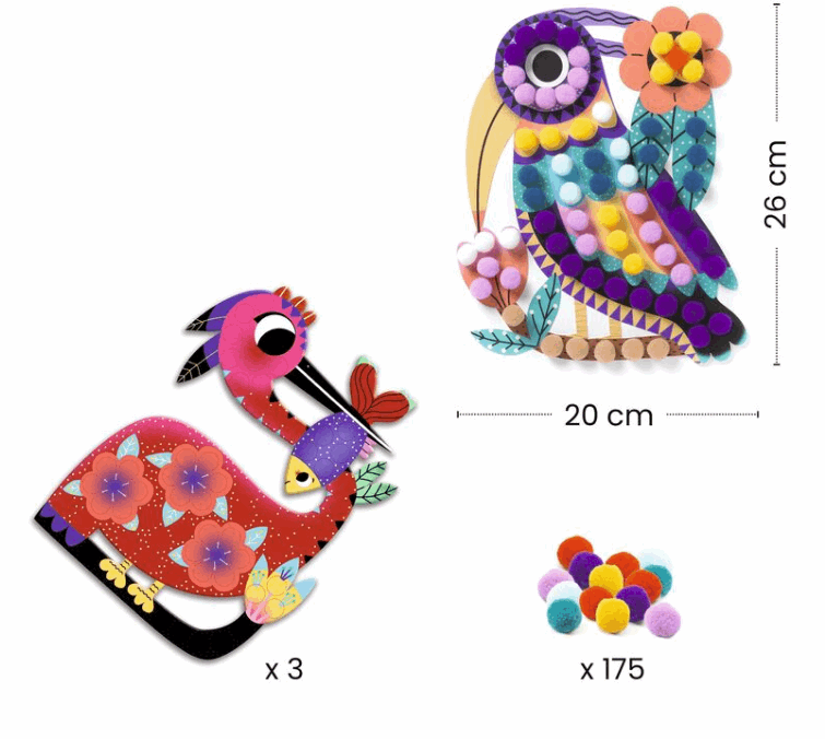 Djeco Shapes and Bobbles Pompom Assortment Collage
