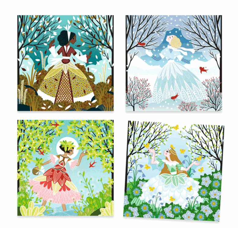 Djeco Dresses In Seasonal Colours Foil Art Craft Kit