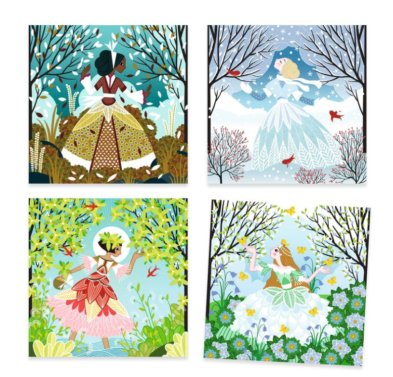 Djeco Dresses In Seasonal Colours Foil Art Craft Kit