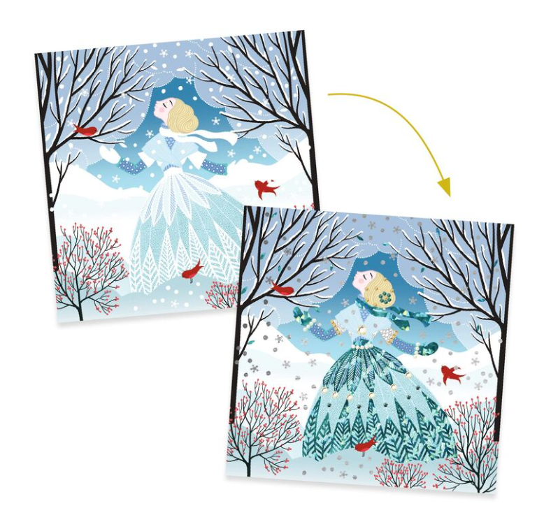 Djeco Dresses In Seasonal Colours Foil Art Craft Kit