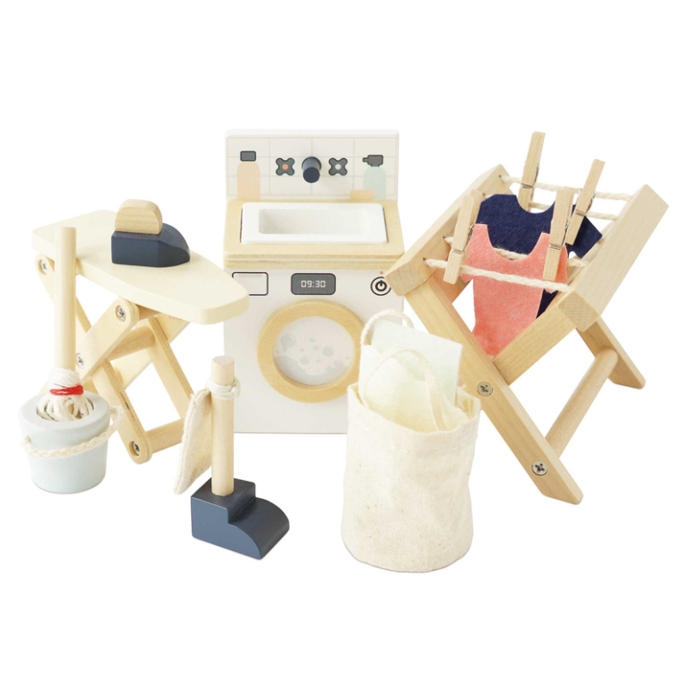 Le Toy Van Wooden Dollhouse Laundry Room Set 16pc