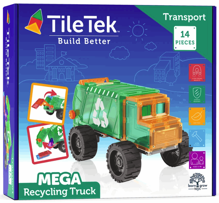 Tile Tek Magnetic Tiles 14pc MEGA Recycling Truck