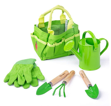 Bigjigs Toys Small Tote Bag with Garden Tools garden play tools