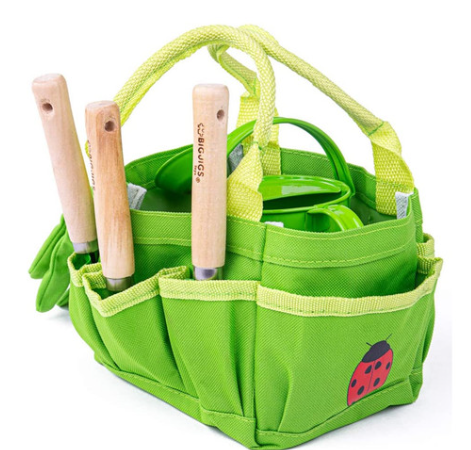 Bigjigs Toys Small Tote Bag with Garden Tools garden play tools