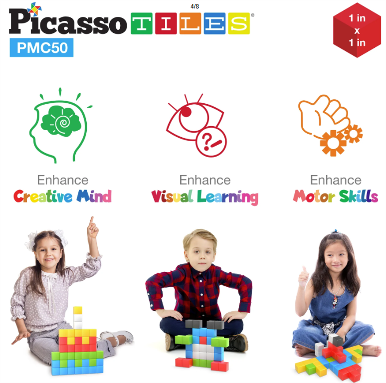 Picasso Tiles 50pc Magnetic Building Cubes