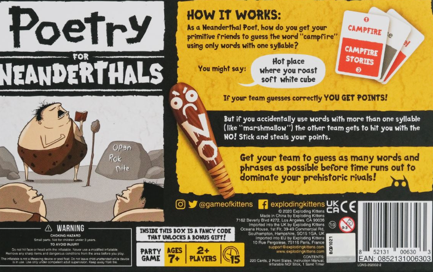 Exploding Kittens Poetry For Neanderthals