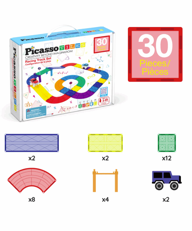 Picasso Tiles Magnetic Race Track Set 30pc
