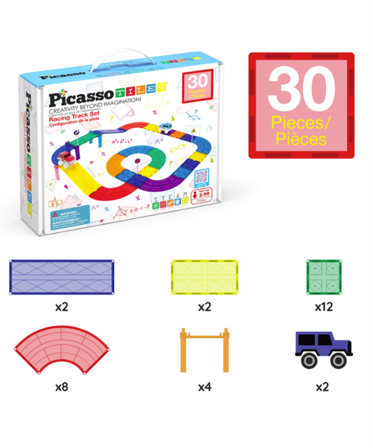 Picasso Tiles Magnetic Race Track Set 30pc