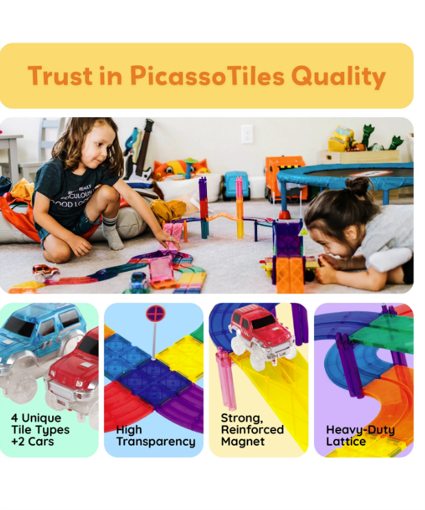 Picasso Tiles Magnetic Race Track Set 30pc