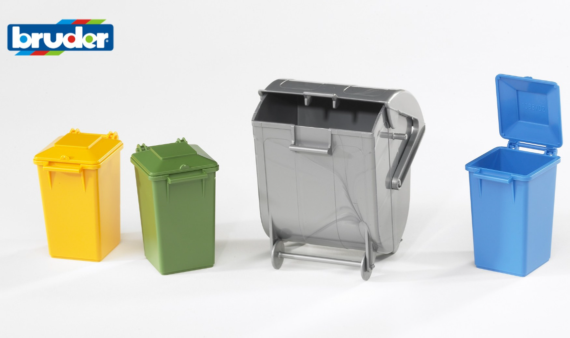 Bruder Garbage Can Set (3 small, 1 Large) toy car