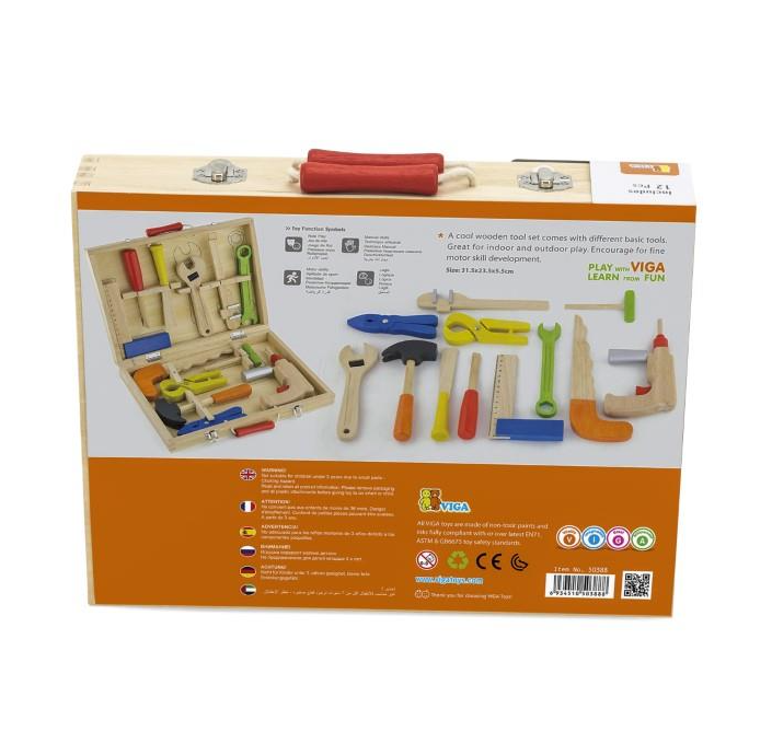 Viga Wooden Tool Box Playset Construction