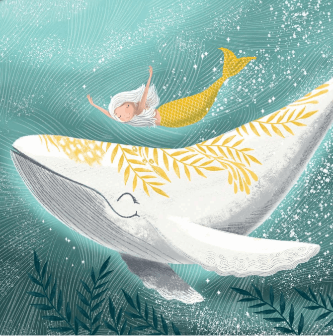 Birthday Card Whale & Girl by Deb Hudson  Small Card