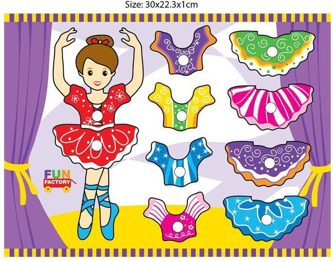 Fun Factory Wooden Puzzle with Knobs - Ballerina Puzzle