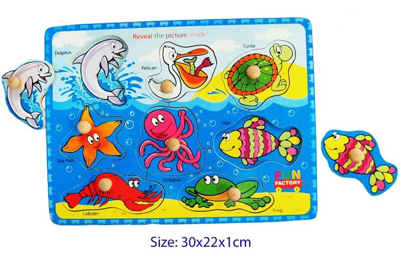 Fun Factory Wooden Puzzle With Knobs - Sea Animals wooden puzzle