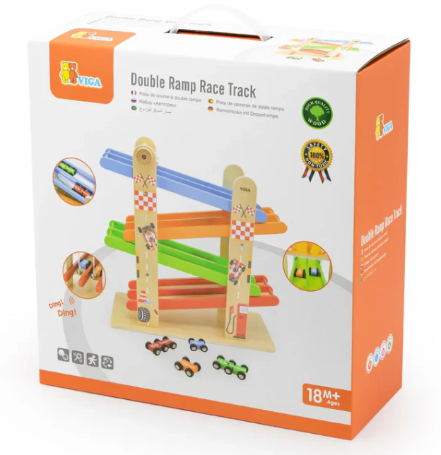 Viga Double Ramp Race Track wooden car