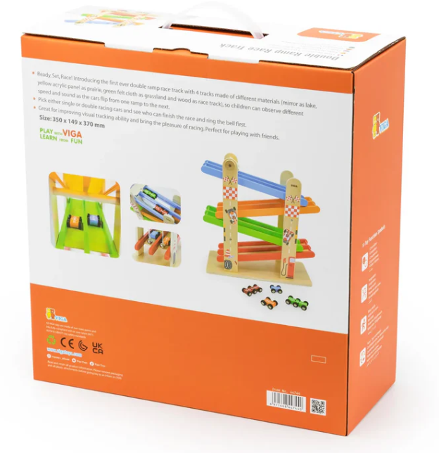 Viga Double Ramp Race Track wooden car