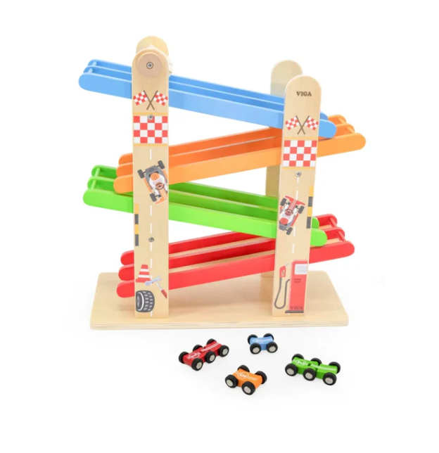 Viga Double Ramp Race Track wooden car