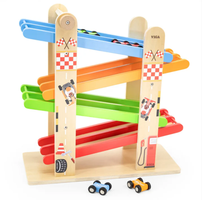 Viga Double Ramp Race Track wooden car