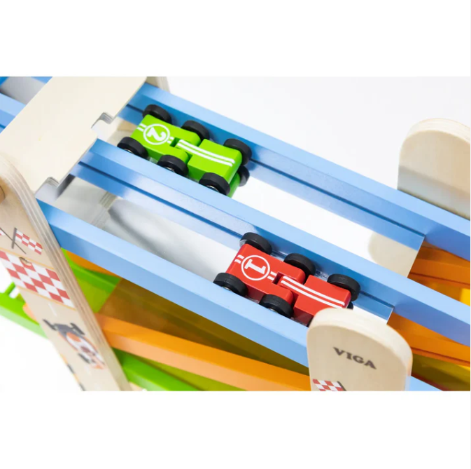 Viga Double Ramp Race Track wooden car