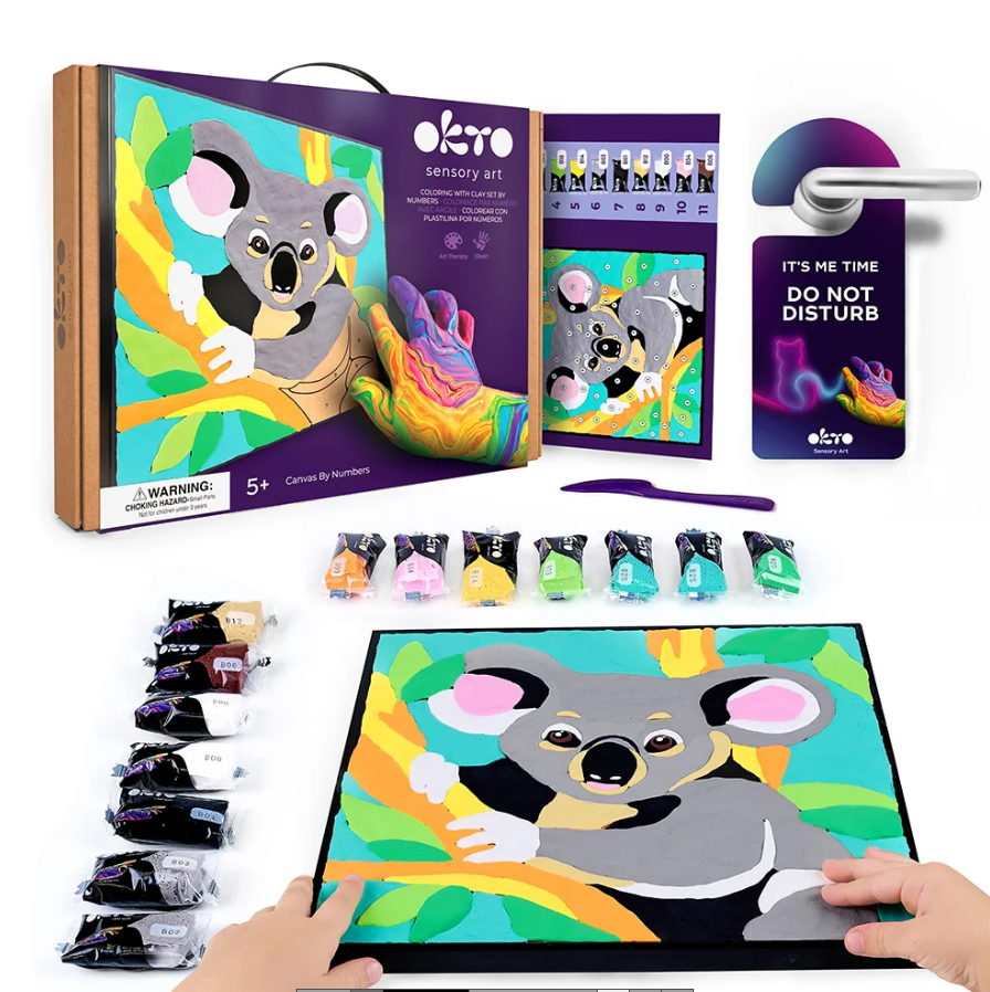 Okto Sensory Art Koala Colouring with Clay Set 29cm x 29cm