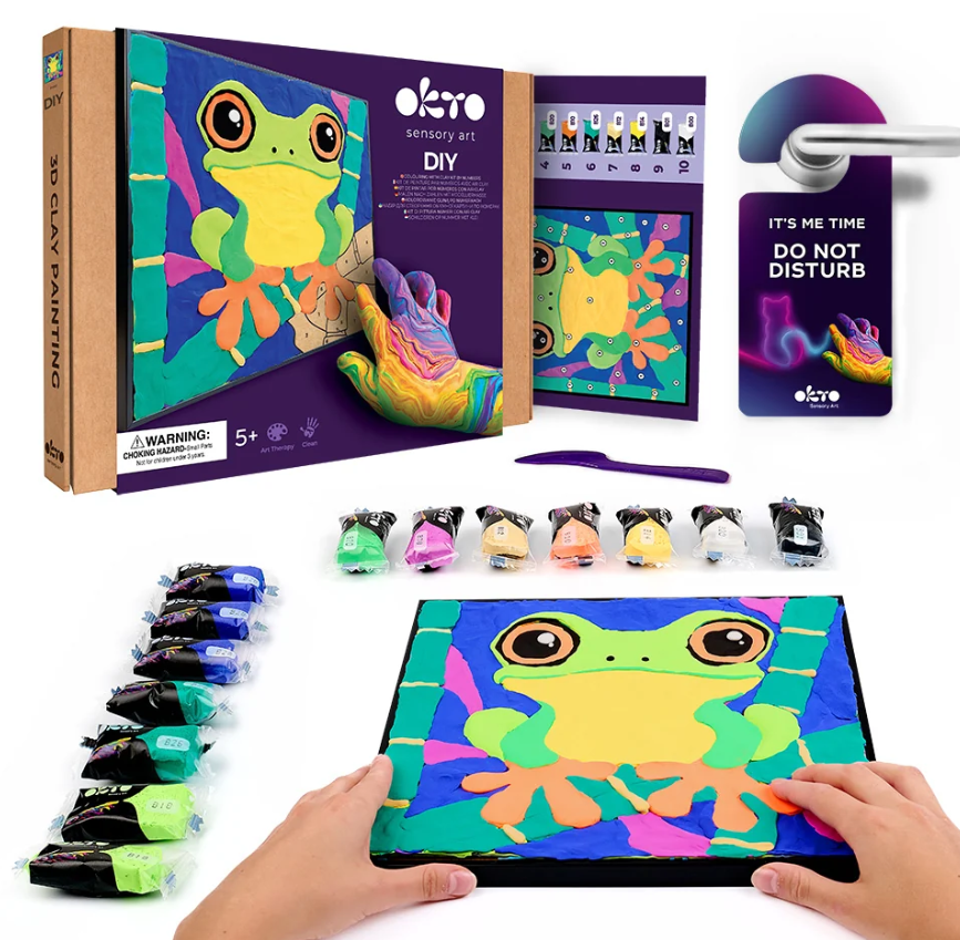 Okto Sensory Art Frog Colouring with Clay Set 29cm x 29cm
