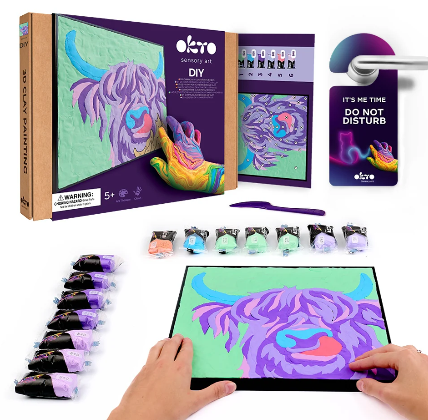 Okto Sensory Art Irish Cow Colouring with Clay Set 29cm x 29cm