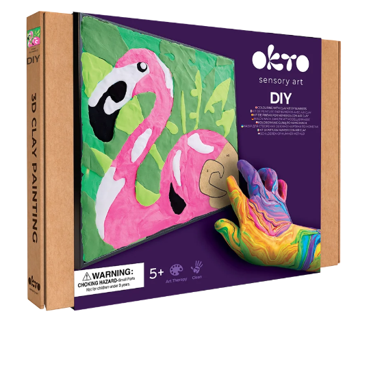 Okto Sensory Art Pink Flamingo Colouring with Clay Set 29cm x 29cm
