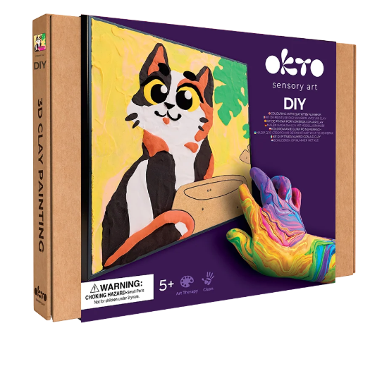 Okto Sensory Art Funny Cat Colouring with Clay Set 29cm x 29cm
