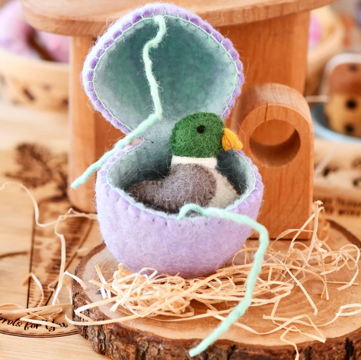 Tara Treasures Felt Surprise Egg with Duck Pretend Food Play
