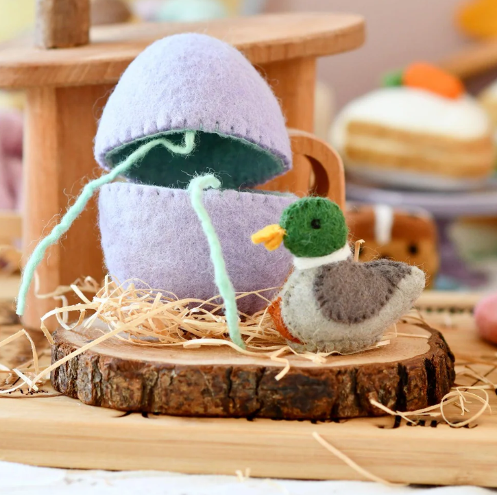 Tara Treasures Felt Surprise Egg with Duck Pretend Food Play