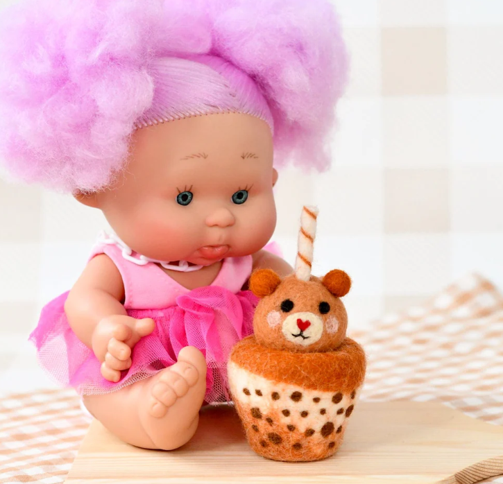 Tara Treasures Felt Bear Boba Bubble Tea Pretend Food Play