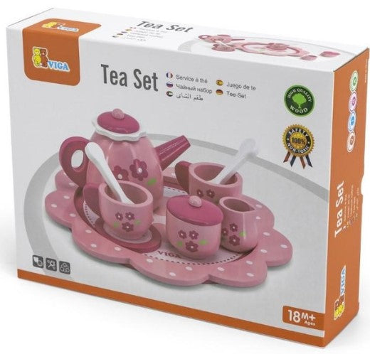 Viga Tea Set 12pc Wooden Pretend Food Play