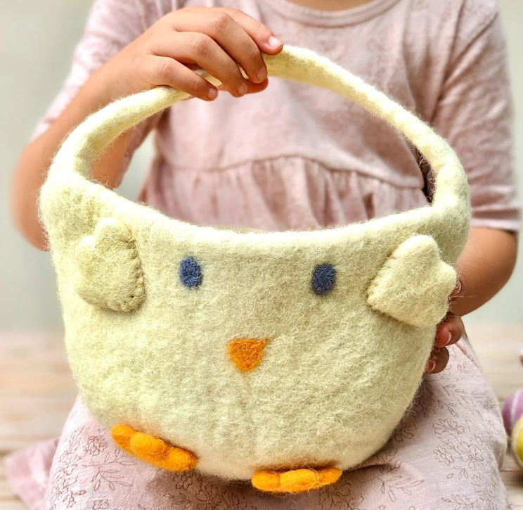Tara Treasures Felt Easter Egg Hunt Basket (Yellow Chick) felt toy