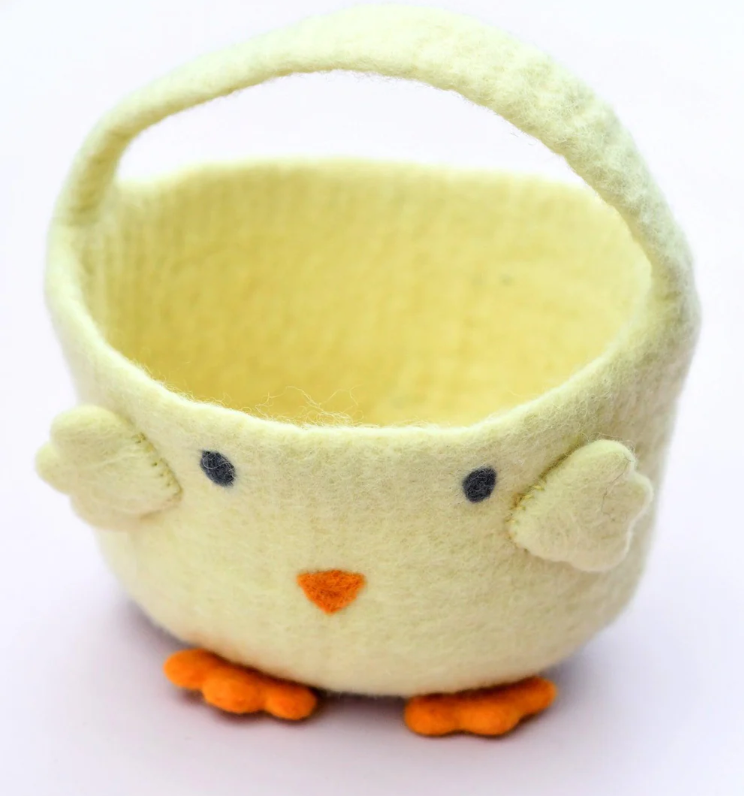 Tara Treasures Felt Easter Egg Hunt Basket (Yellow Chick)