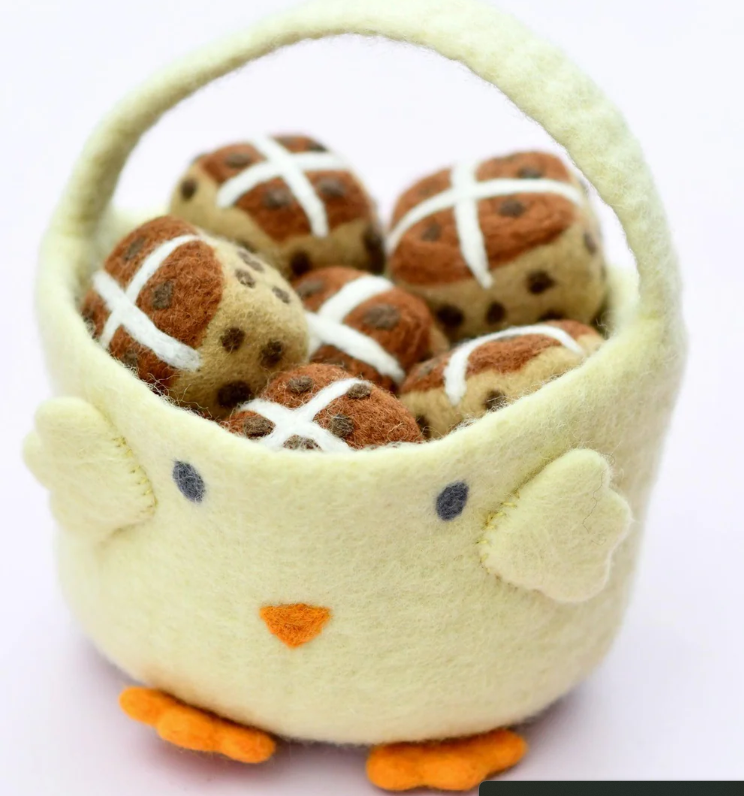 Tara Treasures Felt Easter Egg Hunt Basket (Yellow Chick) felt toy