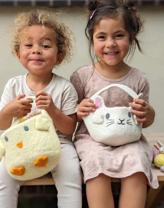 Tara Treasures Felt Easter Egg Hunt Basket( White Bunny) felt toy