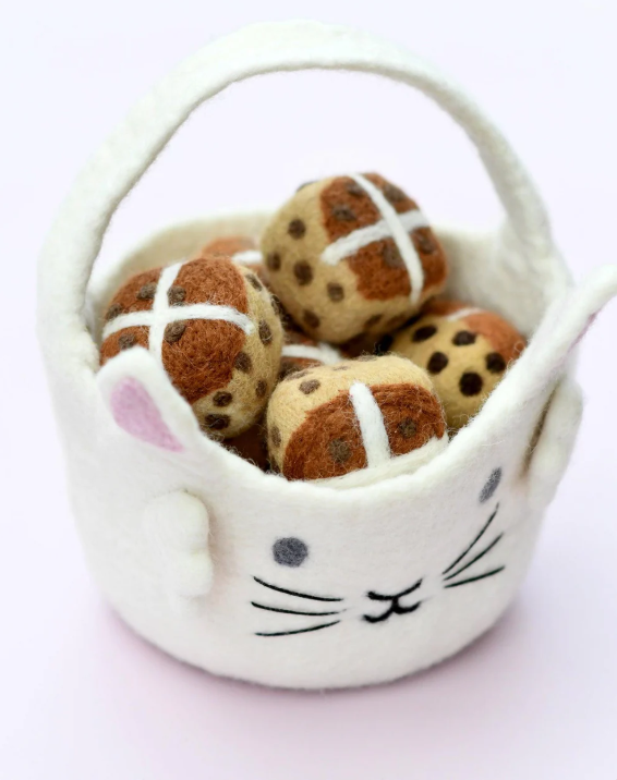 Tara Treasures Felt Easter Egg Hunt Basket( White Bunny) felt toy