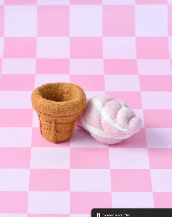 Tara Treasures Felt Strawberry Soft Serve Ice Cream felt food