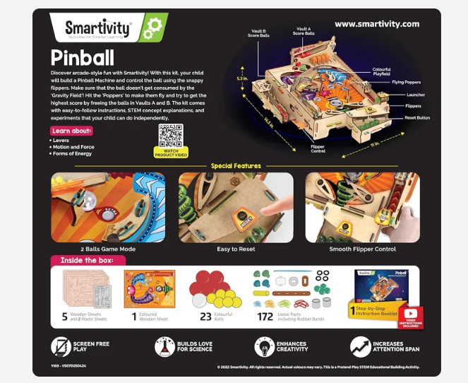 Smartivity Pinball Machine DIY Kit   COMING SOON