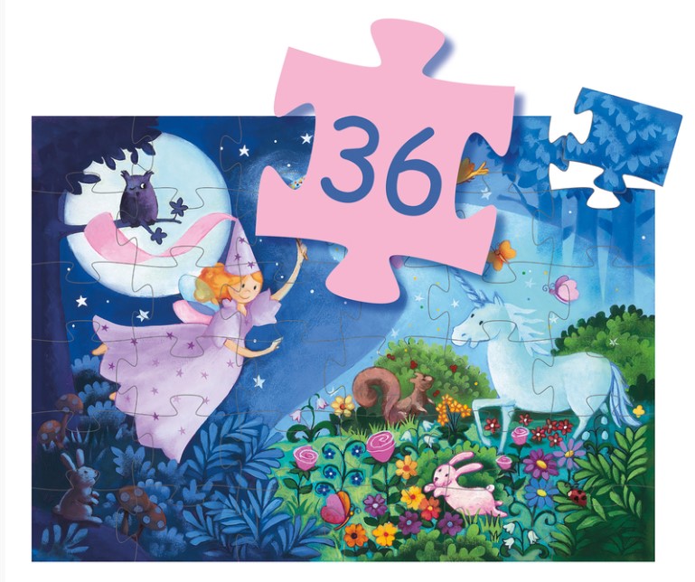Djeco Fairy and Unicorn 36pc Silhouette Puzzle Puzzle