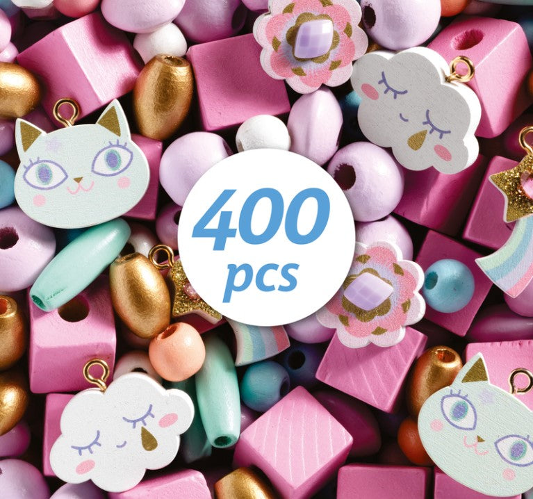 Djeco Wooden Beads Rainbow Set 400pc Art & Craft