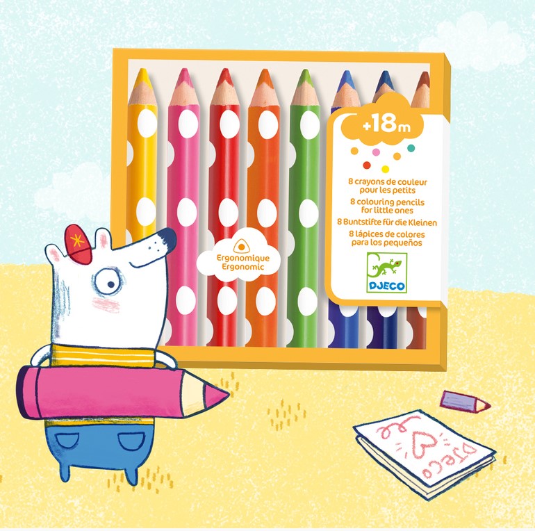 Djeco Colouring Pencils for Little Ones 8pc Art & Craft