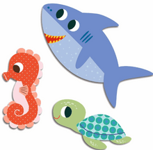 Load image into Gallery viewer, Djeco My First Sea Animal Stickers 62pc stickers
