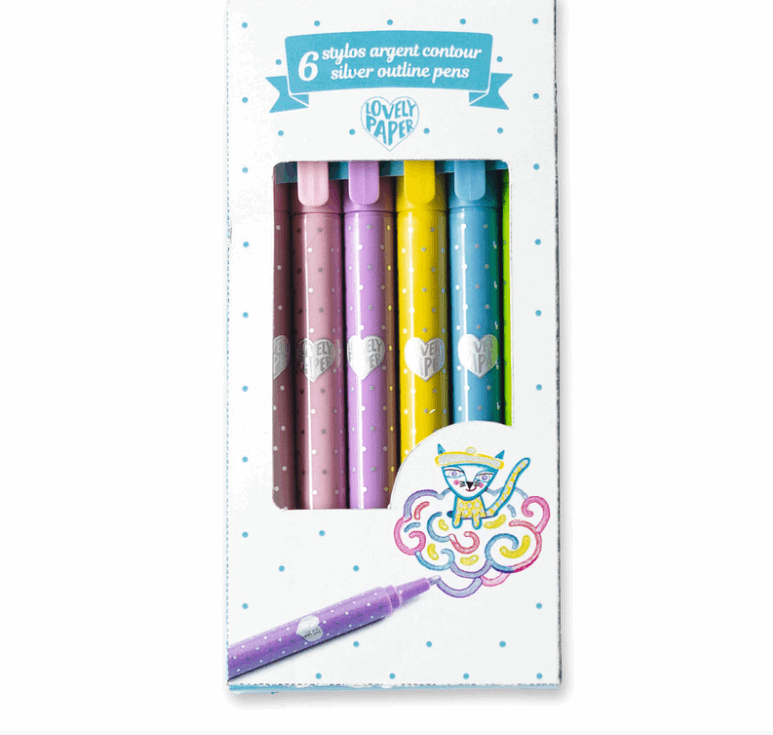 Djeco Silver Outline Pens 6pc Art & Craft