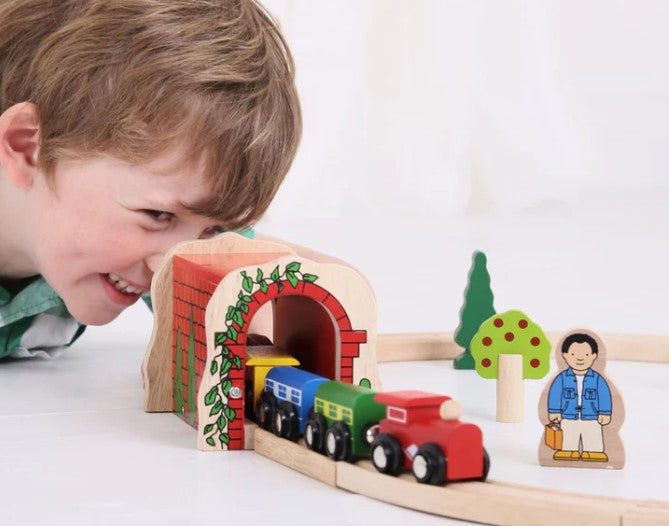 BigJigs Toys Rail Red Brick Tunnel Social Play