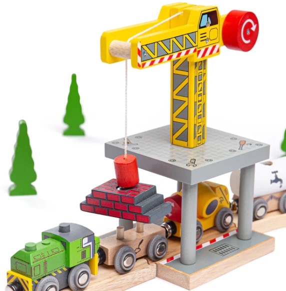 BigJigs Toys Rail Big Yellow Crane Toy Trains & Train Sets