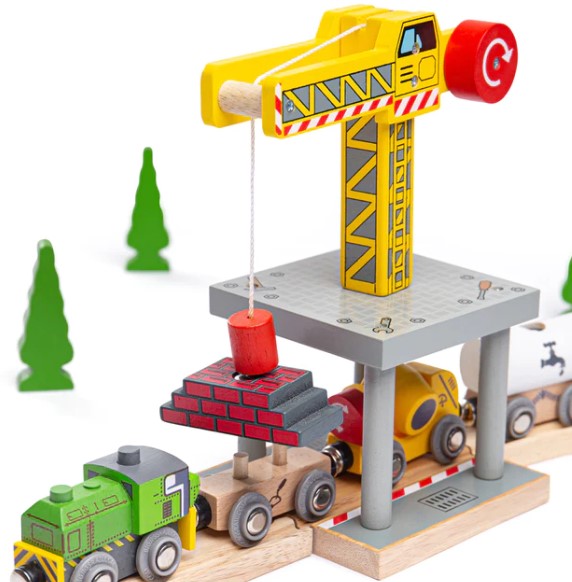 BigJigs Toys Rail Big Yellow Crane