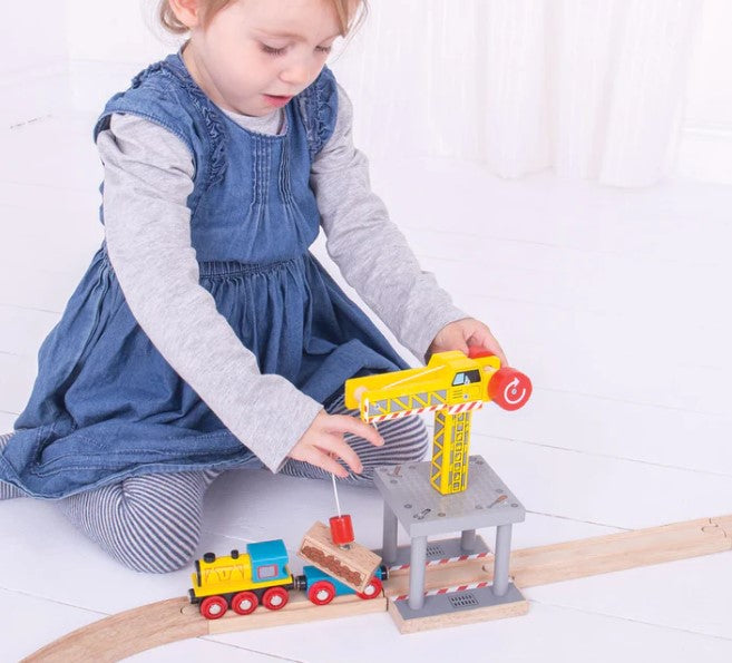 BigJigs Toys Rail Big Yellow Crane Toy Trains & Train Sets